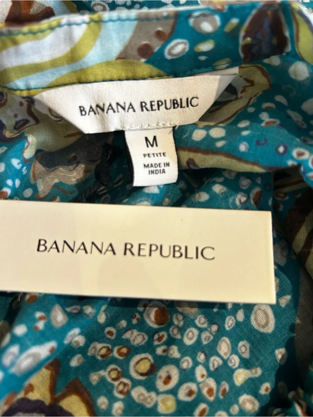 Banana Republic 100% Cotton Front Tie Crop Blouse Petite M NWT Boho Floral
